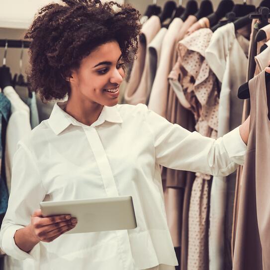 A woman shopping at a store.