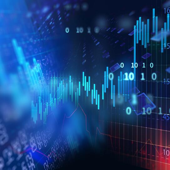 A chart of stock prices and data